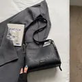 French vintage black shoulder bag in wrinkled leather with gold logo for daily commute - Without Pendant / Black without Pendant