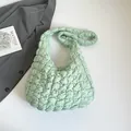 Mint green quilted cloud shoulder bag with stylish bubble pleated texture for women - Mint Green