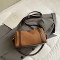 Minimalist brown color-block crossbody bag on a grey blazer with book decoration - Small (Without Pendant) / Brown