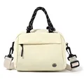 Chic beige tote bag with braided rope handle and adjustable strap for daily use - Cream White