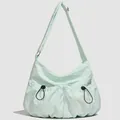 Bolso bandolera de nailon verde menta impermeable con bolsillos con cordón y correa ajustable - Verde