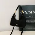 Black matte hobo bag with golden chain and metallic buckle detail for women - Black without Pendant