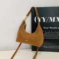 Retro caramel brown crescent underarm bag in matte leather finish with gold hardware - Brown No Pendant