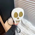 Skull shaped crossbody bag with gold glitter face detail for Halloween accessories - Gold
