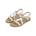 Silver bohemian flat sandals with braided straps and sunflower print footbed - EU 35 / Silver