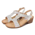 Silver wedge sandals for women with wave-shaped straps and sparkling rhinestones - EU 36 / Silver