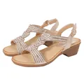 Champagne gold wedge sandals with rhinestone heart detail and pearl cross straps - EU 36 / Rose Gold