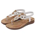 Women's silver bohemian thong sandals with rhinestones and elastic heel strap - EU 36 / Silver