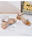 Rose gold platform sandals with rhinestone straps and square heel for a trendy look - EU 36 / Rose Gold