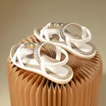 White flat summer sandals with rhinestone embellishments and elastic heel strap - EU 35 / White