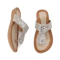 Sandalias bohemias de color marrón claro con pedrería plateada y detalles de espejo - EU 36 / Albaricoque