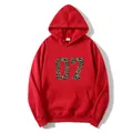 Red oversized hoodie with leopard print 07 graphic and kangaroo pocket on plain background - S / Red