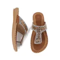 Sandalias de dedo bohemias para mujer en color marrón con brillantes strass y lentejuelas - EU 36 / Camel