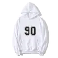 Weißer Oversize-Hoodie mit 90er-Print, Kängurutasche und Fleecefutter für Damen - S / Weiß