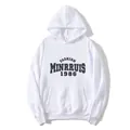 Felpa bianca con cappuccio minimalista con stampa moda e tasca a marsupio vestibilità ampia - S / Bianco