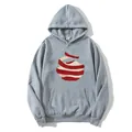 Women's grey oversized hoodie with red spiral print and soft fleece lining - S / Gray