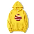Yellow oversized hoodie with red spiral print and kangaroo pocket on white background - S / Yellow