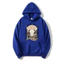 Dark blue oversized hoodie with vintage Westworld skull print and desert landscape - S / Dark Blue