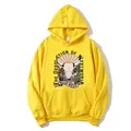 Bright yellow oversized hoodie with wild west bull skull print and front kangaroo pocket - S / Yellow