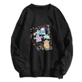 Détail d'un sweat en polaire noir avec imprimé monstre de dessin animé et texte YEP STUDIO - S / Noir