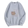 Light blue-grey crewneck sweatshirt with Lucky Cat print and ribbed cuffs in a loose fit - S / Gray