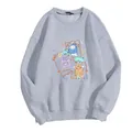 Sweat-shirt oversize en polaire gris clair avec imprimé monstre de dessin animé YEP STUDIO - S / Gris