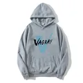 Sweat à capuche gris épais style américain avec imprimé VAGRAY bleu et poche avant - S / Gris