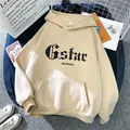 Detail of oversized beige hoodie with black gothic typography and front pocket - S / Apricot