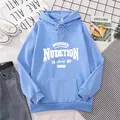 Oversized light blue hoodie with vintage letter print and kangaroo pocket for unisex - M / Sky Blue