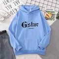 Detail of light blue hooded sweatshirt with Gstar print and front kangaroo pocket - S / Sky Blue