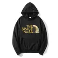 Sweat à capuche noir oversize avec imprimé NASA jaune et poche kangourou devant - S / Noir
