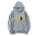 Sweat à capuche gris ample avec imprimé NASA jaune et poche kangourou classique - S / Gris
