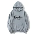 Felpa con cappuccio grigia oversize con stampa Gstar gotica e tasca a marsupio - S / Grigio