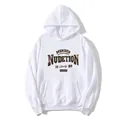 Oversized white fleece hoodie with American vintage letter print and front kangaroo pocket - S / White