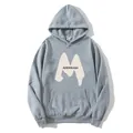 Détail de sweat à capuche gris avec lettres M et ADERRASH et doublure polaire - S / Gris