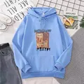 Detailansicht eines hellblauen Kapuzenpullovers mit Katzen-Print, Kängurutasche und Kordelzug - S / Himmelblau