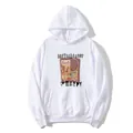 Damen Kapuzenpullover in Weiß mit Cartoon-Katzenprint und lockerer Passform im Herbst - S / Weiß