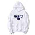 White oversized hoodie with American vintage lettering print and kangaroo pocket - White