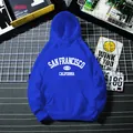 Klein blue San Francisco oversized hoodie with fleece lining and vintage print - Sapphire Blue