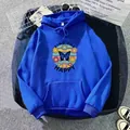 Close-up of blue oversized hoodie featuring Find The Happy print and butterfly motifs - S / Royal Blue