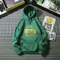 Deep green oversized hoodie with golden screen print and functional kangaroo pocket detail - S / Dark Green