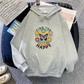 Felpa con cappuccio grigio mélange oversize con stampa farfalla e tasca a marsupio - S / Grigio chiaro