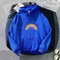 Sweat à capuche bleu vif en polaire avec imprimé arc-en-ciel et poche kangourou - S / Bleu Royal