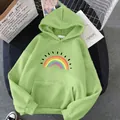 Sweat à capuche oversize vert menthe avec motif arc-en-ciel et poche kangourou, vue à plat - S / Vert Herbe