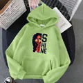 Sweat à capuche oversize vert menthe pour femme avec imprimé Shine et poche kangourou - S / Vert Herbe