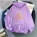 Detailed close-up of a lavender hoodie featuring a golden eye geometric print on soft cotton - S / Light Purple
