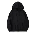 Sweat à capuche zippé noir oversize classique avec cordon et poches kangourou - 1XL / Noir
