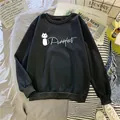 Felpa nera da donna con stampa gatto Purrrfect e finiture a costine morbide - S / Nero