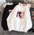 Felpe girocollo oversize in nero e bianco con stampe artistiche di gatti stilizzati - S / Bianco
