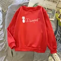 Dettaglio felpa rossa girocollo con stampa di gatto e scritte bianche Purrrfect - S / Rosso